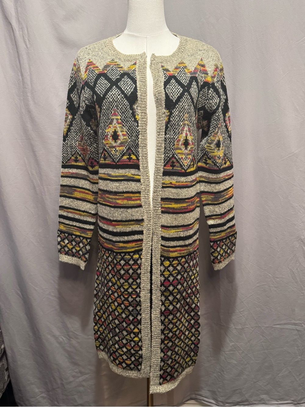 NWT Baciano Open-Front Long Knit Cardigan Sweater - Size S